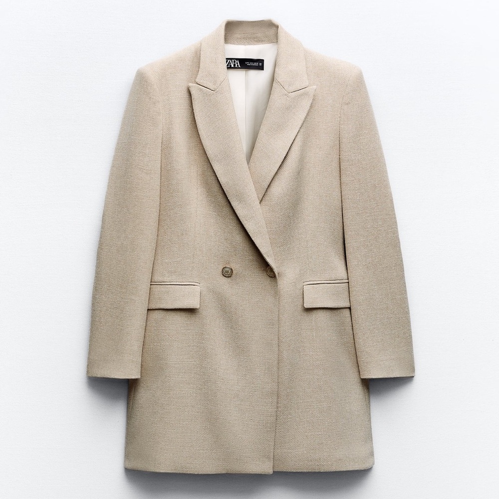 ZARA  DOUBLE BREASTED LONG BLAZER